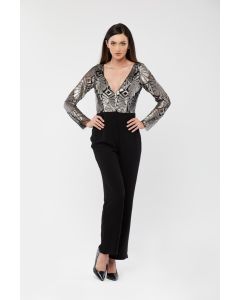 SEQUIN TOP AND BLACK VOILE PANTS JUMPSUIT