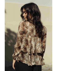 ANIMAL PRINT BLOUSE WITH RUFFLES 