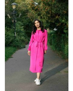 LONG FUCHSIA SHIRT DRESS