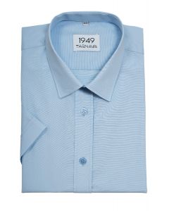 BLUE, SHORT-SLEEVED REGULAR FIT MEN SHIRT 