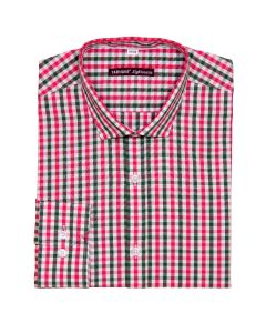 SLIM FIT, WHITE, PINK AND GREEN CHECKED SHIRT WITH LONG SLEEVES
