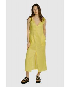 SUNNY YELLOW, SLEEVLESS LONG LINEN DRESS