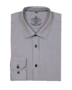 SLIM FITTED SHIRT WITH SMALL CHECKS IN WHITE AND DARK BLUE