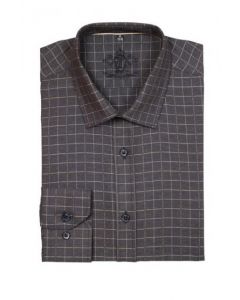 SLIM FITTED FLANEL SHIRT WITH DARK GREY AND WHITE CHECKS