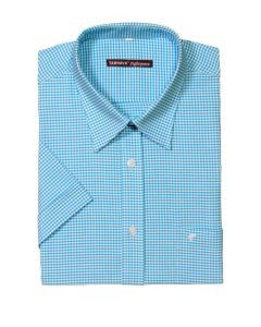 CHECKED TURQUOISE SHIRT WITH SHORT SLEEVES