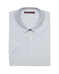 CHECKED WHITE AND BLUE SHIRT, WITH SHORT SLEEVES FOR MEN