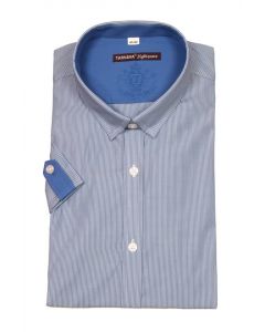 BLUE STRIPED SHIRT WITH SHORT SLEEVES FOR MEN