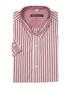 RED STRIPED SHIRT WITH SHORT SLEEVES FOR MEN
