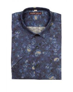 PRINTED BLUE SHIRT WITH SHORT SLEEVES