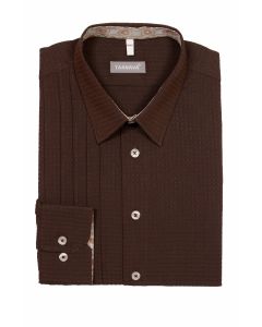 SHIRT WITH PLEATS 415349-11-2077BROWN