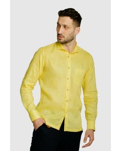 SLIM FITTED YELLOW SHIRT WITH LONG SLEEVES AND SLEEVE BELT