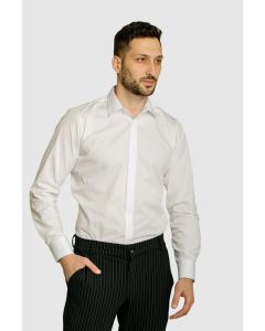 WHITE SLIM FITTED SHIRT WITH HIDDEN BUTTON PLACKET