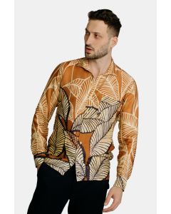 SLIM FITTED PRINTED VISCOSE SHIRT