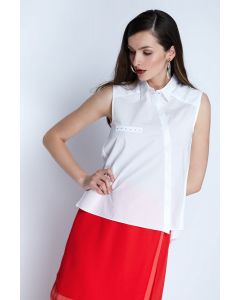 ELEGANT, SLEEVELESS WHITE BLOUSE