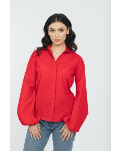 RED BLOUSE WITH PUFFY SLEEVES