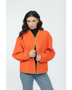 ORANGE JACKET IN A QUILTED FABRIC 