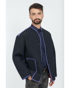 NAVY JACKET IN A QUILTED FABRIC