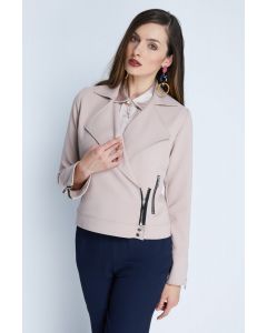 BLUSH PINK JACKET WITH LAPEL COLLAR AND ZIPPERS