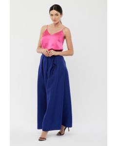 LONG BLUE SKIRT WITH WIDE FOLDS