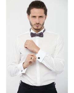 PREMIUM COTTON WHITE SHIRT FOR MEN, WITH WING COLLAR AND DOUBLE CUFFS