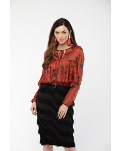 ELEGANT BLACK MIDI SKIRT WITH FRINGE