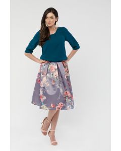 A-LINE MIDI SKIRT,  WITH FLORAL PRINT