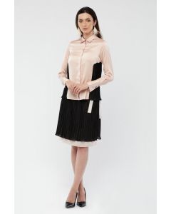  BLUSH SATIN AND BLACK PLEATED SKIRT 