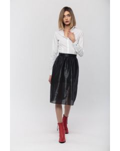 SHINY BLACK, METALLIC SKIRT