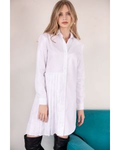 LONG WHITE BLOUSE WITH PLISEE ON ONE SIDE