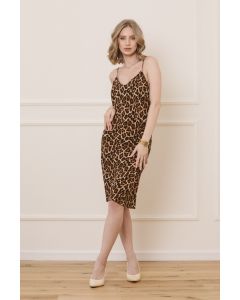 ANIMAL PRINT DRESS WITH SPAGHETTI STRAPS