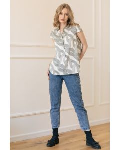 PRINTED BLOUSE, WITH SHORT SLEEVES