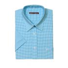CHECKED TURQUOISE SHIRT WITH SHORT SLEEVES