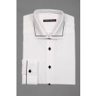 WHITE SHIRT IN A PREMIUM TWO PLY FABRIC WITH TRADITIONAL EMBRODEIDERY ON CUFF AND COLLAR