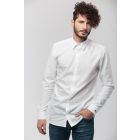 WHITE SLIM FIT MEN SHIRT, WITH EMBROIDERY ON THE CUFF