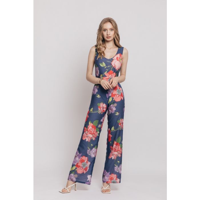 COTTON FLORAL PRINT JUMPSUIT