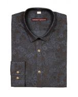 SLIM FITTED PRINTED SHIRT-DARK BLUE