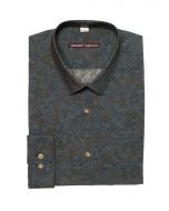 SLIM FITTED DARK GREY PRINTED SHIRT