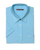 CHECKED TURQUOISE SHIRT WITH SHORT SLEEVES